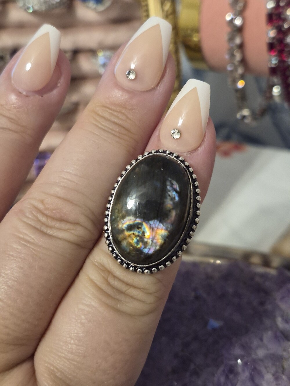 Ladies Size 7 Sterling 925 Silver Labradorite Artisan Ring B1060